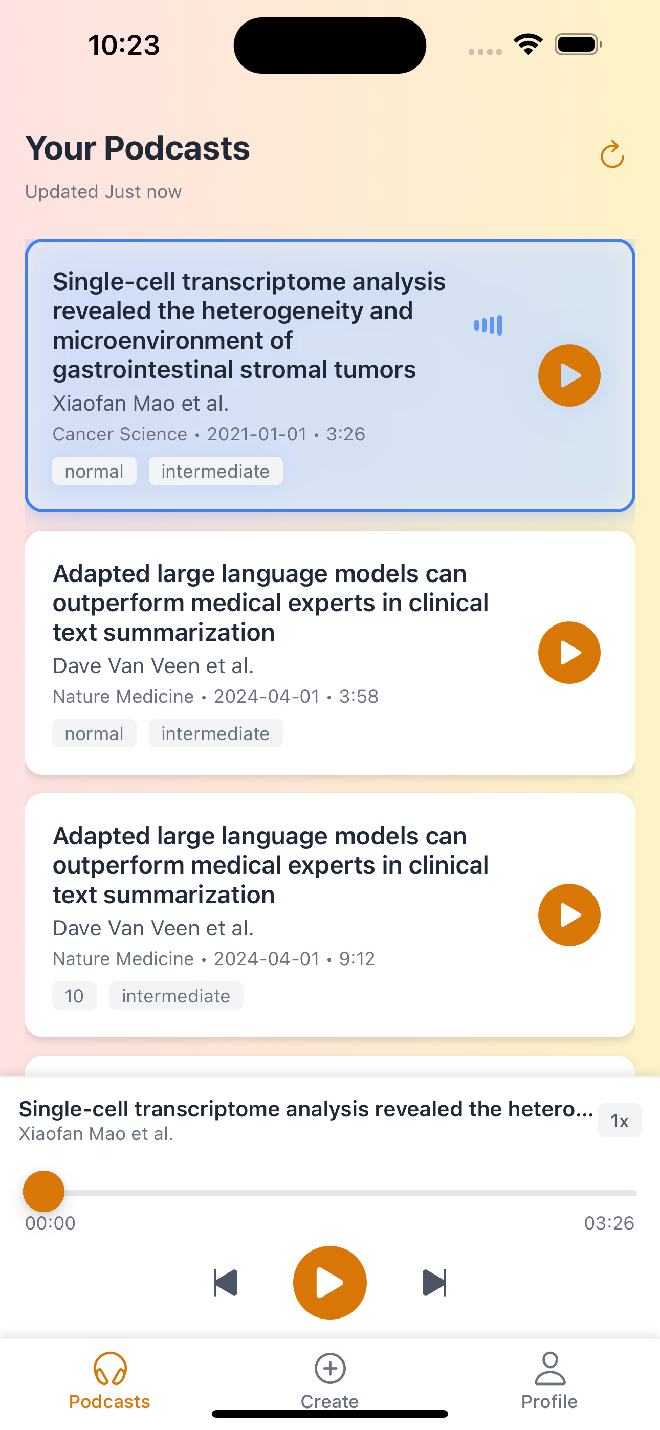 Paper2Pod Generate Screen interface preview